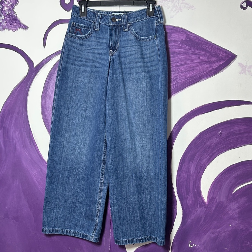 Hollister Women's Low Rise Super Baggy Blue Denim Jeans Sz 00 Preowned‎